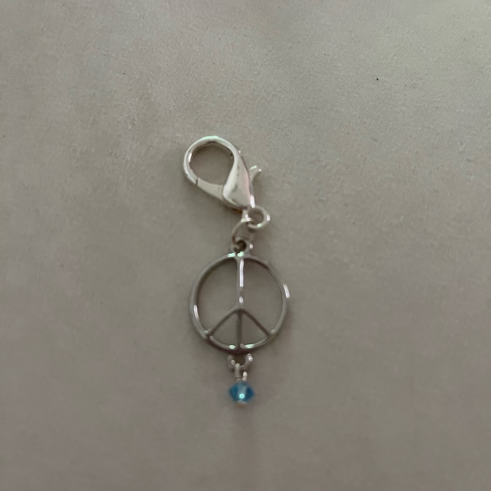 ☮️Silver peace sign dog collar charm